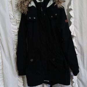 Hollister Black Snow Jacket with Faux Fur Trim